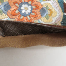 画像をギャラリービューアに読み込む, 袋帯 正絹 総絽刺し 刺繍 金糸 金色ｘ多色 カラフル 華文紋様 全通柄 箱付き 余り布付き 仕立て上がり 着物帯 長さ438cm