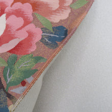 画像をギャラリービューアに読み込む, 袋帯 本綴れ 金糸銀糸 花に松紋様 ピンク色ｘ緑色ｘ銀色ｘ多色 箱付き お太鼓柄 正絹 仕立て上がり 長さ432cm
