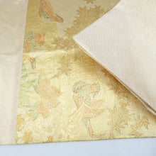 画像をギャラリービューアに読み込む, 袋帯 本佐賀錦 箱付き 総金箔 春秋鴛鴦紋 六通柄 金糸 ゴールド系 金色ｘ緑色 正絹 仕立て上がり 長さ432cm