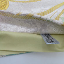 画像をギャラリービューアに読み込む, 袋帯 振袖用 金糸銀糸 リボン紋様 金色ｘ白色ｘ銀色 六通柄 正絹 仕立て上がり 着物帯 長さ464cm