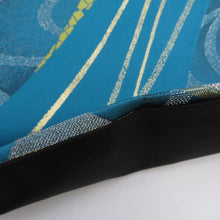 画像をギャラリービューアに読み込む, 袋帯 振袖用 金糸 ターコイズブルーｘ金色 桜紋様 全通柄 正絹 仕立て上がり 着物帯 長さ440cm
