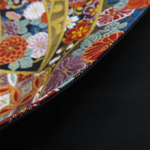 画像をギャラリービューアに読み込む, 袋帯 振袖用 黒地ｘゴールド系 黒色ｘ金色ｘ多色 金糸 カラフル 熨斗に華紋 六通柄 正絹 仕立て上がり 着物帯 長さ440cm