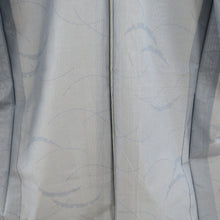 画像をギャラリービューアに読み込む, 紬 着物 夏紬 正絹 青色x白色 単衣 雪輪芝草模様 バチ衿 カジュアル着物 仕立て上がり 身丈150.5cm