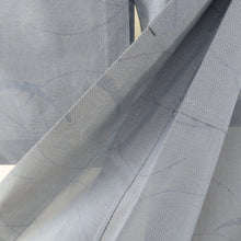 画像をギャラリービューアに読み込む, 紬 着物 夏紬 正絹 青色x白色 単衣 雪輪芝草模様 バチ衿 カジュアル着物 仕立て上がり 身丈150.5cm