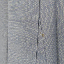 画像をギャラリービューアに読み込む, 紬 着物 夏紬 正絹 青色x白色 単衣 雪輪芝草模様 バチ衿 カジュアル着物 仕立て上がり 身丈150.5cm