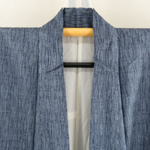 画像をギャラリービューアに読み込む, 紬 着物 青色ｘ紺色 縦縞模様 袷 バチ衿 正絹 カジュアル 仕立て上がり 身丈158cm