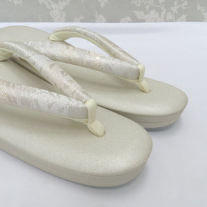 草履 白梅謹製 礼装用 Mサイズ 2枚芯 フォーマル シャンパンゴールド シルバー×薄ピンク 24.0cm 日本製 牛皮底面