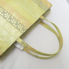 画像をギャラリービューアに読み込む, 和装バッグ 京都 万里小路 金襴バック 名物裂 縦縞 梅 ゴールド系 手提げバッグ トートバッグ フォーマル お出かけ 日本製