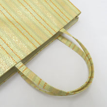 画像をギャラリービューアに読み込む, 和装バッグ 京都 万里小路 金襴バック 名物裂 縦縞 唐花調 ゴールド系 手提げバッグ トートバッグ フォーマル お出かけ 日本製