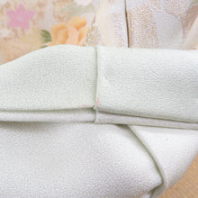 画像をギャラリービューアに読み込む, 訪問着 薄緑色ｘピンク色ｘ多色 パステル系 箔入り 花草紋様 広衿 正絹 仕立て上がり着物 身丈160cm