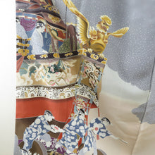 画像をギャラリービューアに読み込む, 色留袖 本場加賀友禅染 木村州宏 作家物 山車紋様 灰色ｘ多色 落款入 正絹 袷 広衿 一つ紋 フォーマル 仕立て上がり 身丈151cm