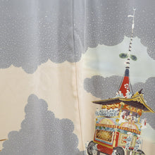 画像をギャラリービューアに読み込む, 色留袖 本場加賀友禅染 木村州宏 作家物 山車紋様 灰色ｘ多色 落款入 正絹 袷 広衿 一つ紋 フォーマル 仕立て上がり 身丈151cm