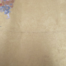 画像をギャラリービューアに読み込む, 袋帯 金糸 ゴールド系 ながしま帯 童子に四季花紋様 金色ｘ多色 六通柄 正絹 仕立て上がり 長さ448cm