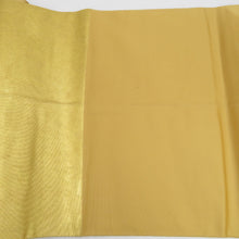 画像をギャラリービューアに読み込む, 袋帯 金糸 ゴールド系 ながしま帯 童子に四季花紋様 金色ｘ多色 六通柄 正絹 仕立て上がり 長さ448cm