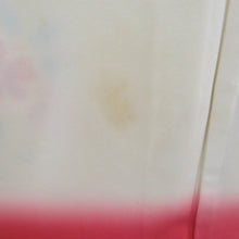 画像をギャラリービューアに読み込む, 付下げ 袷 辛子色ｘオレンジ色ｘ多色 冊紙に熨斗と花々紋様 広衿 正絹 仕立て上がり着物 身丈157cm