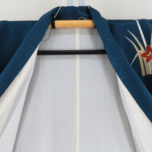 画像をギャラリービューアに読み込む, 付下げ 袷 ターコイズブルーｘ朱色ｘ多色 草花紋様 広衿 正絹 仕立て上がり着物 身丈159cm