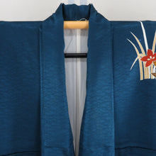 画像をギャラリービューアに読み込む, 付下げ 袷 ターコイズブルーｘ朱色ｘ多色 草花紋様 広衿 正絹 仕立て上がり着物 身丈159cm