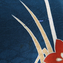 画像をギャラリービューアに読み込む, 付下げ 袷 ターコイズブルーｘ朱色ｘ多色 草花紋様 広衿 正絹 仕立て上がり着物 身丈159cm