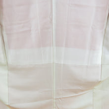 画像をギャラリービューアに読み込む, 付下げ 袷 オレンジ色ｘ白色 ぼかし染め 刺繍入り 花紋様 広衿 正絹 仕立て上がり着物 身丈167cm