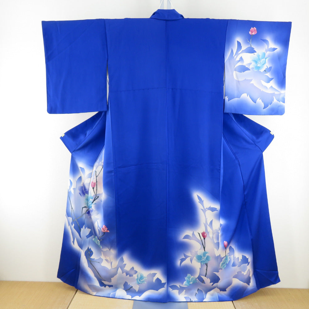 付下げ 袷 青色ｘピンク色ｘ多色 ぼかし染め 花瓶紋様 広衿 正絹 仕立て上がり着物 身丈158cm【中古】 【キモノオフ野々市若松店】 付下げ 袷 青色xピンク色 ぼかし染め 花々紋様 広衿 正絹 仕立て