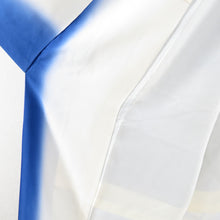 Load image into Gallery viewer, 付下げ 袷 青色ｘピンク色 ぼかし染め 花々紋様 広衿 正絹 仕立て上がり着物 身丈156cm