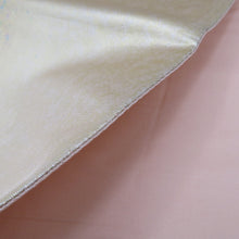 画像をギャラリービューアに読み込む, 袋帯 金糸 ゴールド系 薄オレンジ色ｘ多色 パステル系 サーモンオレンジ 箔紋様 六通柄 正絹 仕立て上がり 長さ432cm