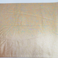 画像をギャラリービューアに読み込む, 袋帯 金糸 ゴールド系 薄オレンジ色ｘ多色 パステル系 サーモンオレンジ 箔紋様 六通柄 正絹 仕立て上がり 長さ432cm