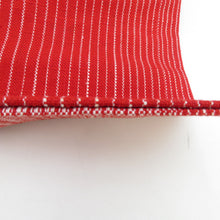 画像をギャラリービューアに読み込む, 名古屋帯 紬 八寸帯 正絹 赤色ｘ白色 縞模様 全通柄 カジュアル 仕立て上がり 着物帯 長さ333cm