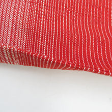 画像をギャラリービューアに読み込む, 名古屋帯 紬 八寸帯 正絹 赤色ｘ白色 縞模様 全通柄 カジュアル 仕立て上がり 着物帯 長さ333cm