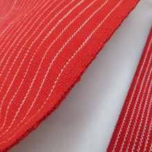 画像をギャラリービューアに読み込む, 名古屋帯 紬 八寸帯 正絹 赤色ｘ白色 縞模様 全通柄 カジュアル 仕立て上がり 着物帯 長さ333cm