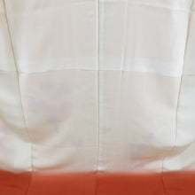 画像をギャラリービューアに読み込む, 付下げ 袷 黄色ｘオレンジ色 葡萄紋様 刺繍入り 広衿 正絹 仕立て上がり着物 身丈165cm