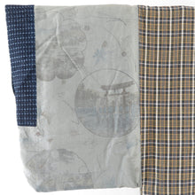 画像をギャラリービューアに読み込む, 男着物 アンティーク 木綿 アンサンブル 書生絣 紺色ｘ青色ｘ灰色 袷 カジュアル着物 羽織 着流し 身丈133cm