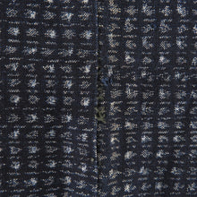 画像をギャラリービューアに読み込む, 男着物 アンティーク 木綿 アンサンブル 書生絣 紺色ｘ青色ｘ灰色 袷 カジュアル着物 羽織 着流し 身丈133cm