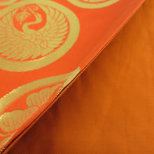 Load image into Gallery viewer, 袋帯 金糸 オレンジ系 オレンジ色ｘ金色 家紋文様 六通柄 レトロ 正絹 仕立て上がり 長さ416cm