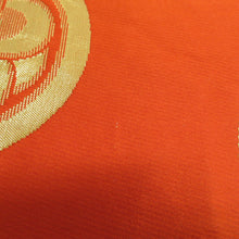 Load image into Gallery viewer, 袋帯 金糸 オレンジ系 オレンジ色ｘ金色 家紋文様 六通柄 レトロ 正絹 仕立て上がり 長さ416cm