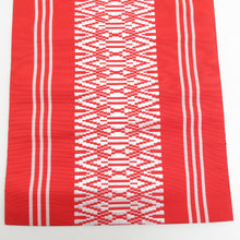 Load image into Gallery viewer, 名古屋帯 八寸帯 正絹 赤色ｘ白色 博多織 献上柄 全通柄 仕立て上がり 着物帯 長さ355cm