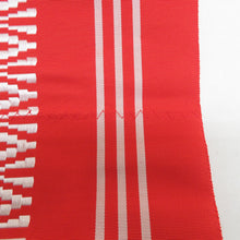 Load image into Gallery viewer, 名古屋帯 八寸帯 正絹 赤色ｘ白色 博多織 献上柄 全通柄 仕立て上がり 着物帯 長さ355cm