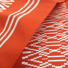 Load image into Gallery viewer, 名古屋帯 八寸帯 正絹 赤色ｘ白色 博多織 献上柄 全通柄 仕立て上がり 着物帯 長さ355cm