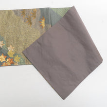 Load image into Gallery viewer, 袋帯 正絹 纐纈 ふくれ織 金色ｘ緑色ｘ黄色ｘ多色 四季紋様 お太鼓柄 仕立て上がり 着物帯 長さ440cm