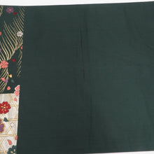 画像をギャラリービューアに読み込む, 袋帯 グリーン系 深緑色ｘ金色ｘ多色 金糸 小桜に波と籠目紋様 六通柄 正絹 仕立て上がり 着物帯 長さ432cm