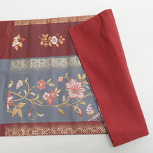 Load image into Gallery viewer, 袋帯 金糸 金色ｘ灰色ｘ茶色 六通柄 縦縞に鳥と唐草花様 正絹 仕立て上がり 長さ432cm