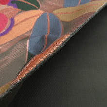 画像をギャラリービューアに読み込む, 袋帯 グリーン系 緑色ｘ金色ｘ多色 金糸 雪輪に草花紋様 六通柄 正絹 仕立て上がり 着物帯 長さ432cm