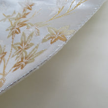 画像をギャラリービューアに読み込む, 袋帯 シルバー系 金糸銀糸 銀色ｘ多色 鼓に花々紋様 六通柄 正絹 仕立て上がり 着物帯 長さ432cm