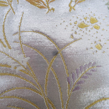 画像をギャラリービューアに読み込む, 袋帯 シルバー系 金糸銀糸 銀色ｘ多色 鼓に花々紋様 六通柄 正絹 仕立て上がり 着物帯 長さ432cm