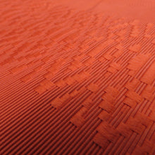 画像をギャラリービューアに読み込む, 名古屋帯 未仕立て 絹 博多織 オレンジ色 献上柄 全通柄 着物帯 長さ472cm