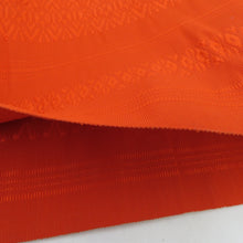 画像をギャラリービューアに読み込む, 名古屋帯 未仕立て 絹 博多織 オレンジ色 献上柄 全通柄 着物帯 長さ472cm