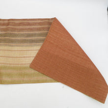 画像をギャラリービューアに読み込む, 袋帯 洒落袋帯 組織 幾何学模様 金糸 茶色系 深緑色ｘ薄茶色 六通柄 正絹 仕立て上がり 着物帯 長さ448cm