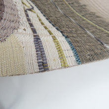 画像をギャラリービューアに読み込む, 袋帯 洒落袋帯 組織 波に横縞模様 茶色系 ベージュ色ｘ薄緑色ｘ灰色 お太鼓柄 正絹 仕立て上がり 着物帯 長さ456cm