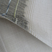画像をギャラリービューアに読み込む, 袋帯 洒落袋帯 組織 波に横縞模様 茶色系 ベージュ色ｘ薄緑色ｘ灰色 お太鼓柄 正絹 仕立て上がり 着物帯 長さ456cm