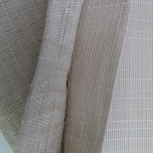 画像をギャラリービューアに読み込む, 袋帯 洒落袋帯 組織 波に横縞模様 茶色系 ベージュ色ｘ薄緑色ｘ灰色 お太鼓柄 正絹 仕立て上がり 着物帯 長さ456cm